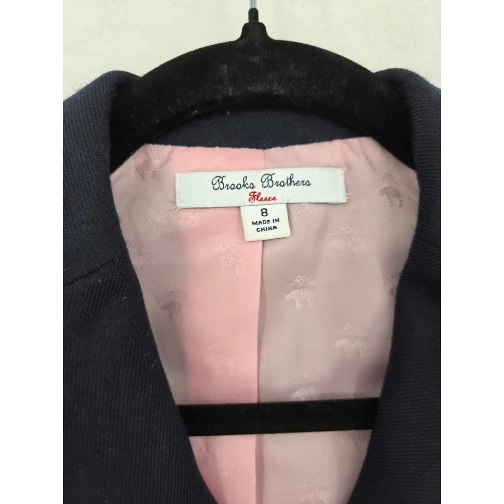 Brooks Brothers Fleece Kids Navy Blue 100% Wool Blazer Gold Buttons Size 8